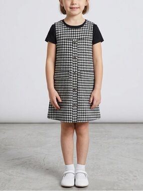 Nicole Miller New York Girls Black & White Houndstooth Jumper & Black Shirt